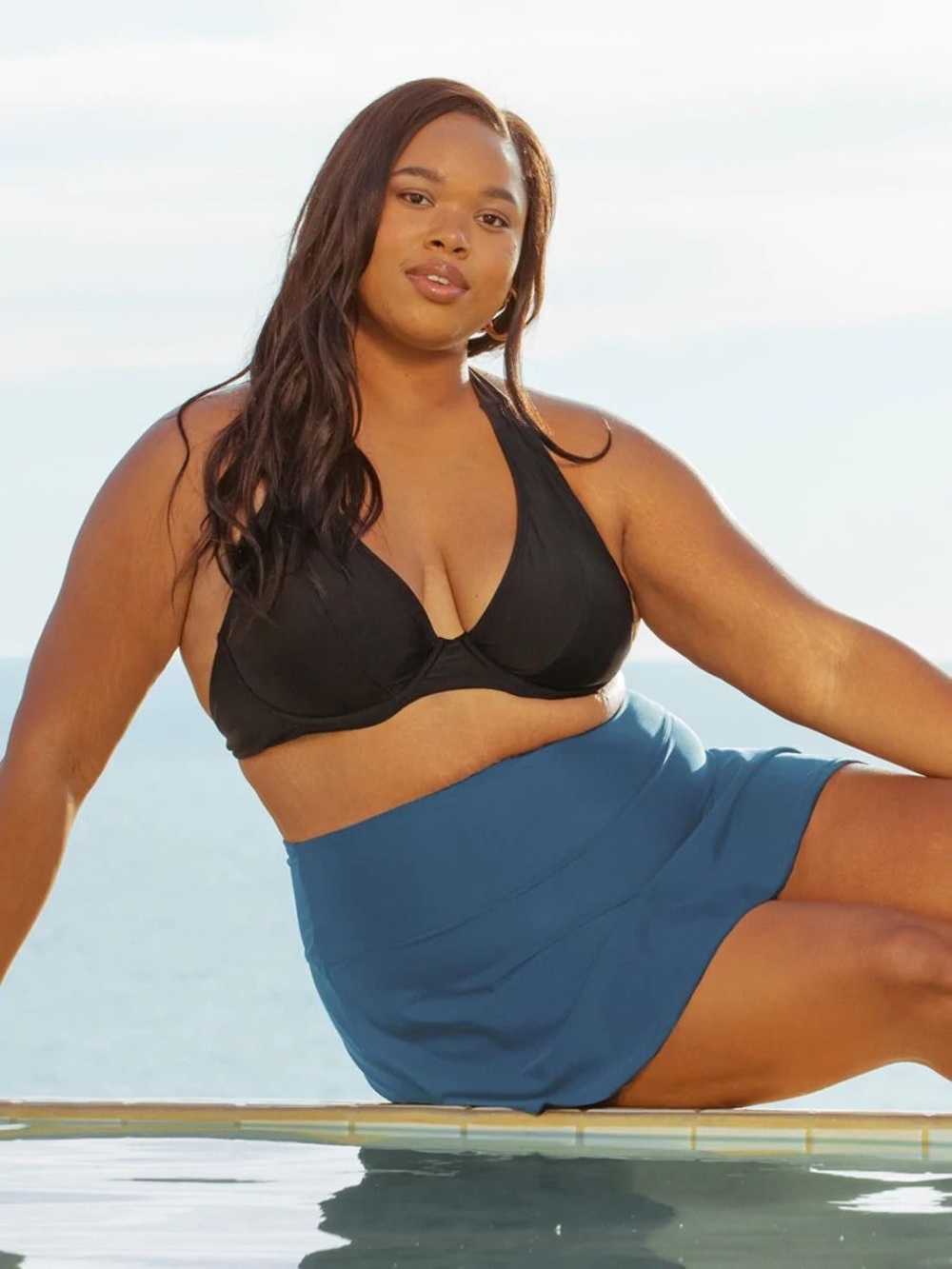 Shapermint Essentials Ocean Blue High Waisted Full Coverage Swim Skirt, NWT - Picture 6 of 6